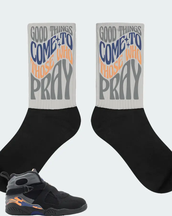 Air Jordan 8 Retro Phoenix Suns Sneaker Matching Grey Socks - Good Things Come To Those Who Pray