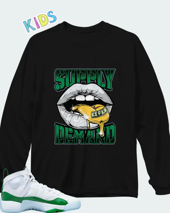 Air Jordan Two Trey Lucky Green Matching Kid's Long Sleeve T-Shirt