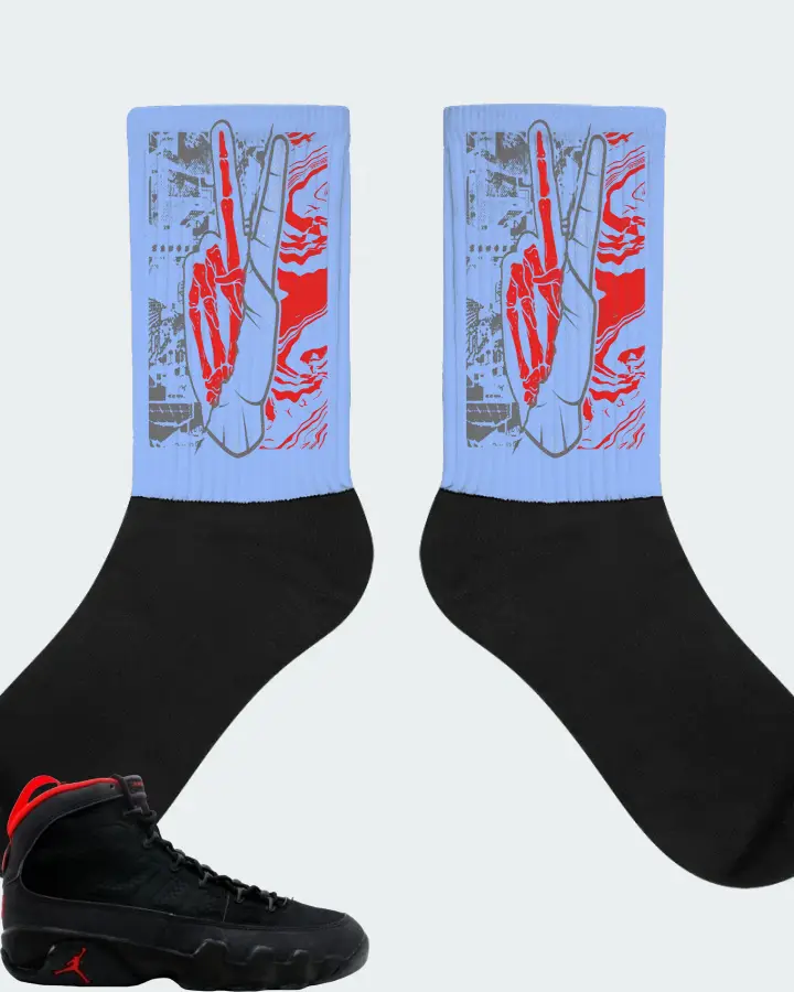 Jordan 9 OG Sneaker Matching Carolina Blue Socks - Peace of mind