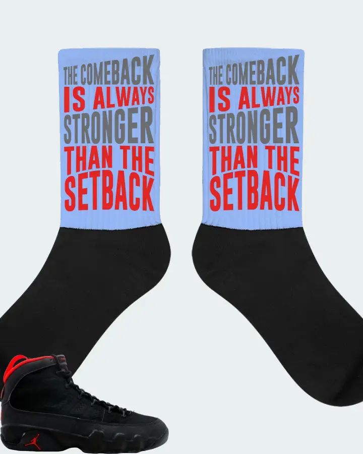 Jordan 9 OG Sneaker Matching Carolina Blue Socks - The Comeback