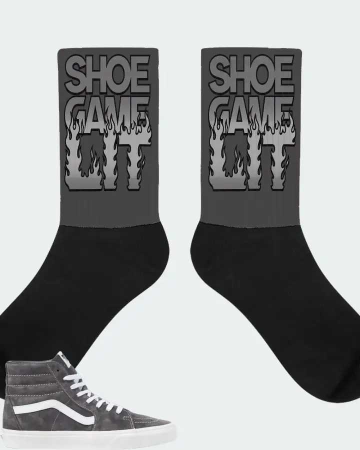 Vans Sk8-Hi Pig Suede Sneaker Matching Dark Grey Socks - Shoe Game Lit Refreshed