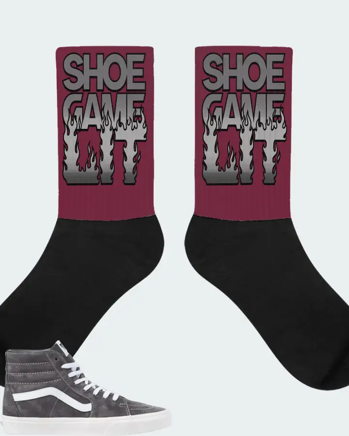 Vans Sk8-Hi Pig Suede Sneaker Matching Maroon Socks - Shoe Game Lit Refreshed