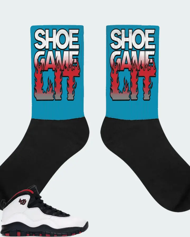 Jordan 10 Retro Sneaker Matching Aqua Socks - Shoe Game Lit Refreshed