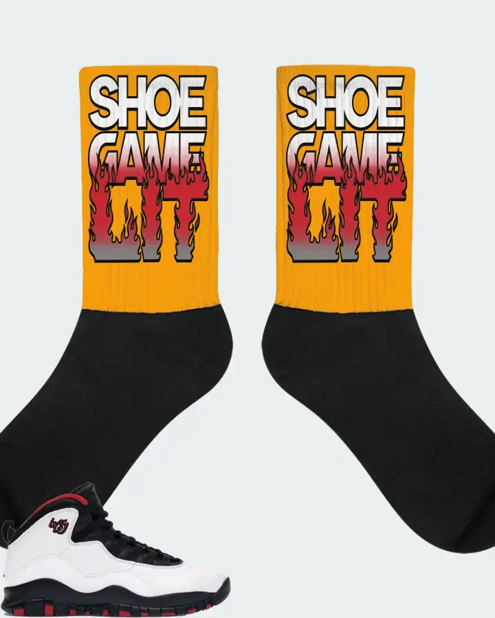 Jordan 10 Retro Sneaker Matching Gold Socks - Shoe Game Lit Refreshed