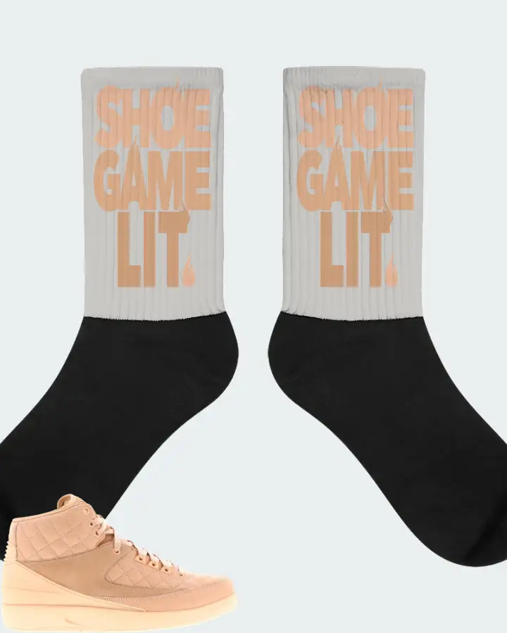 Jordan 2 Retro Sneaker Matching Grey Socks - Shoe Game Lit Classic