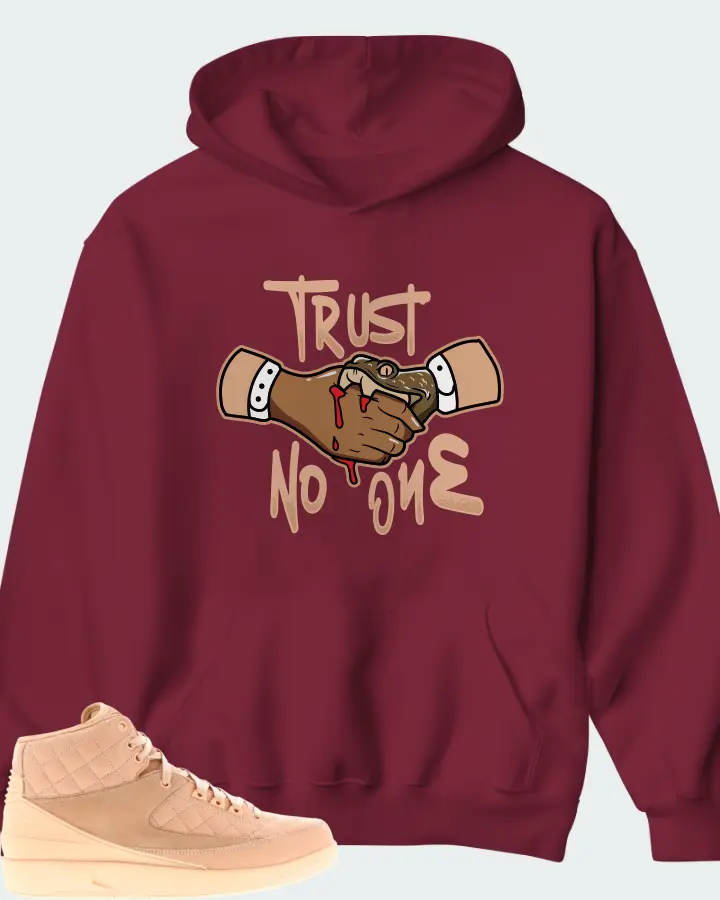 Jordan 2 Retro Sneaker Matching Maroon Hoodie - Trust No One