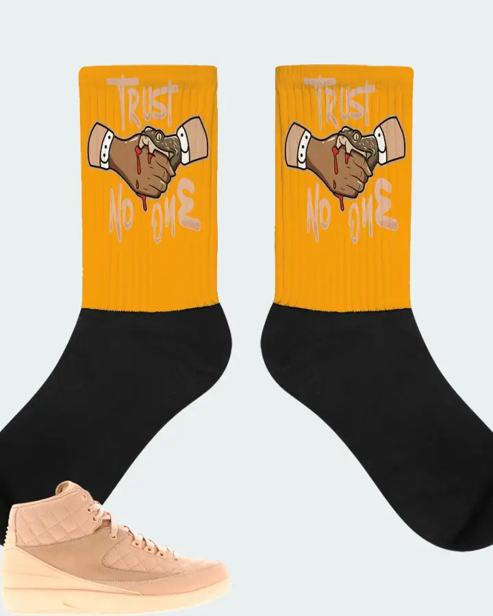 Jordan 2 Retro Sneaker Matching Gold Socks - Trust No One