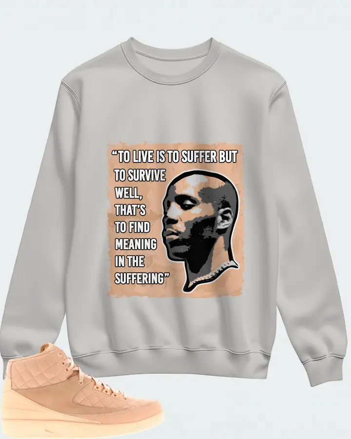 Jordan 2 Retro Sneaker Matching Grey Sweatshirt - DMX Suffer Quote