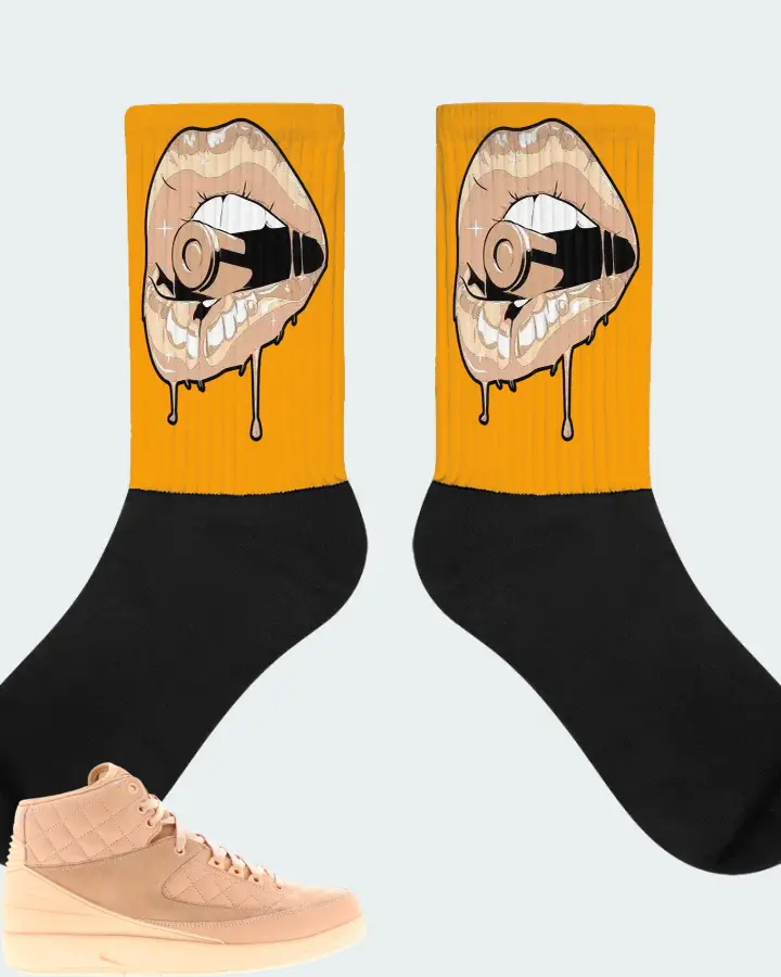 Jordan 2 Retro Sneaker Matching Gold Socks - Kiss of Death