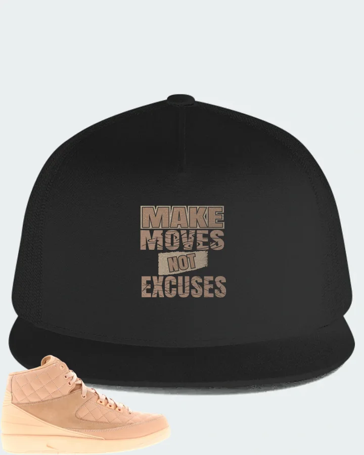 Jordan 2 Retro Sneaker Matching Black Hat - Make Moves Not Excuses