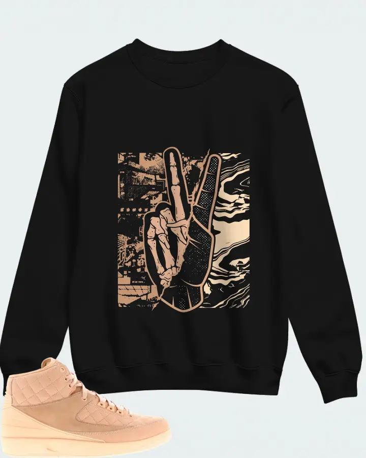 Jordan 2 Retro Sneaker Matching Black Sweatshirt - Peace of mind