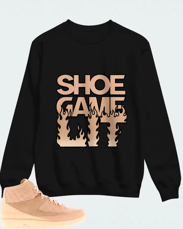Jordan 2 Retro Sneaker Matching Black Sweatshirt - Shoe Game Lit Refreshed