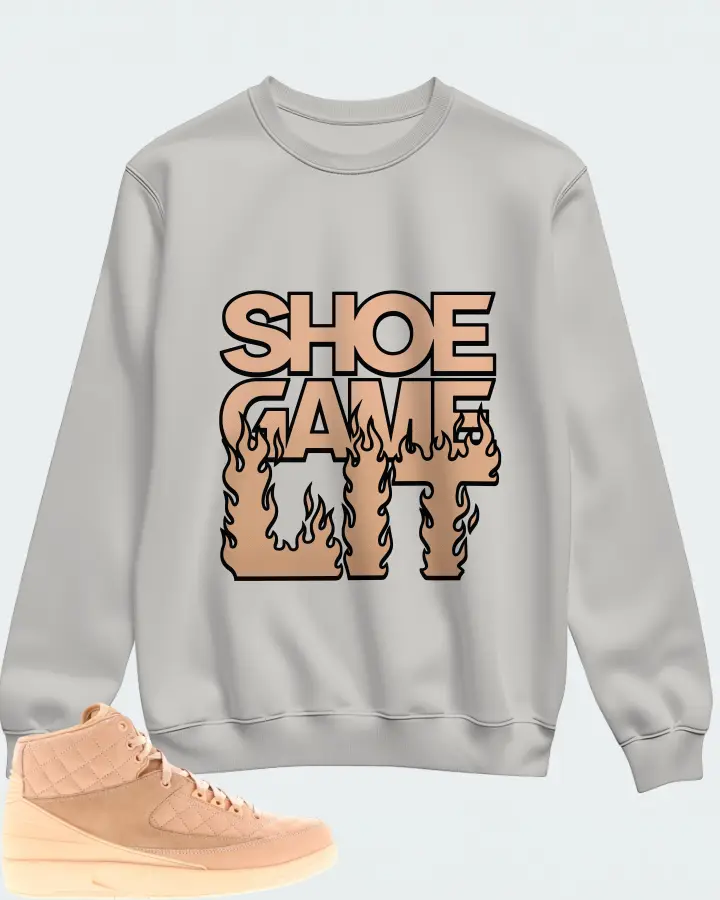 Jordan 2 Retro Sneaker Matching Grey Sweatshirt - Shoe Game Lit Refreshed