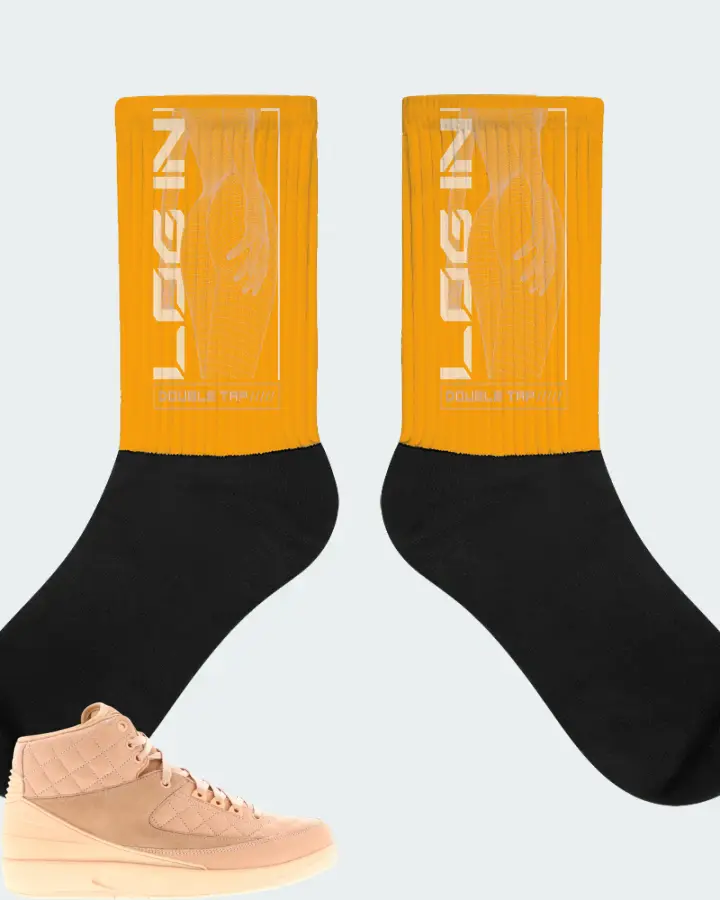 Jordan 2 Retro Sneaker Matching Gold Socks (LOGIN) - View 1