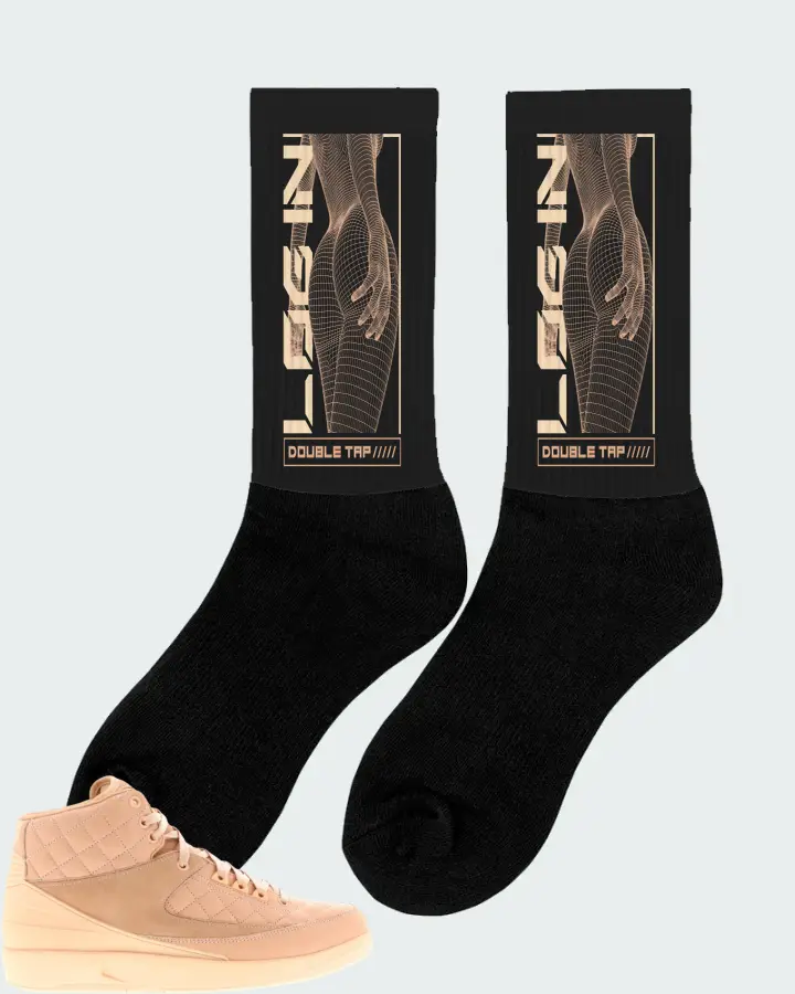Jordan 2 Retro Sneaker Matching Black Socks (LOGIN) - View 3