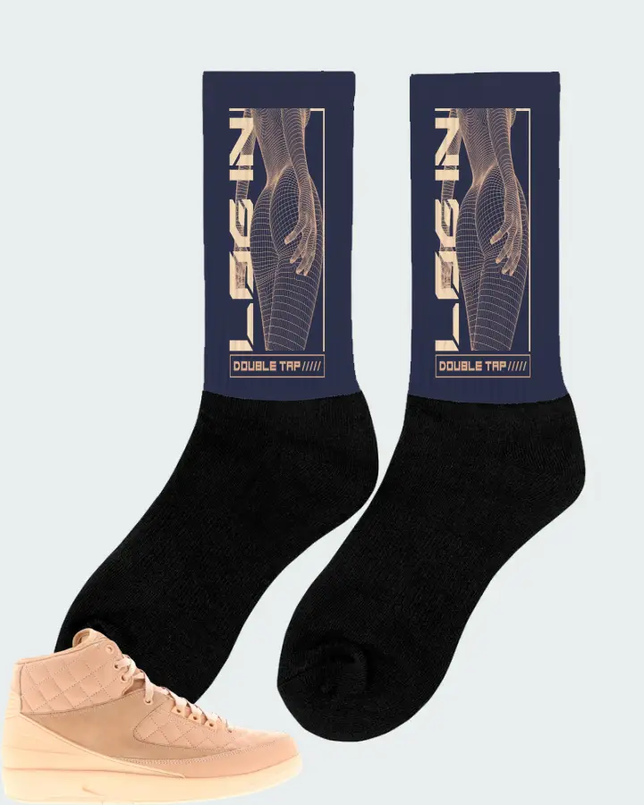 Jordan 2 Retro Sneaker Matching Navy Socks (LOGIN) - View 3