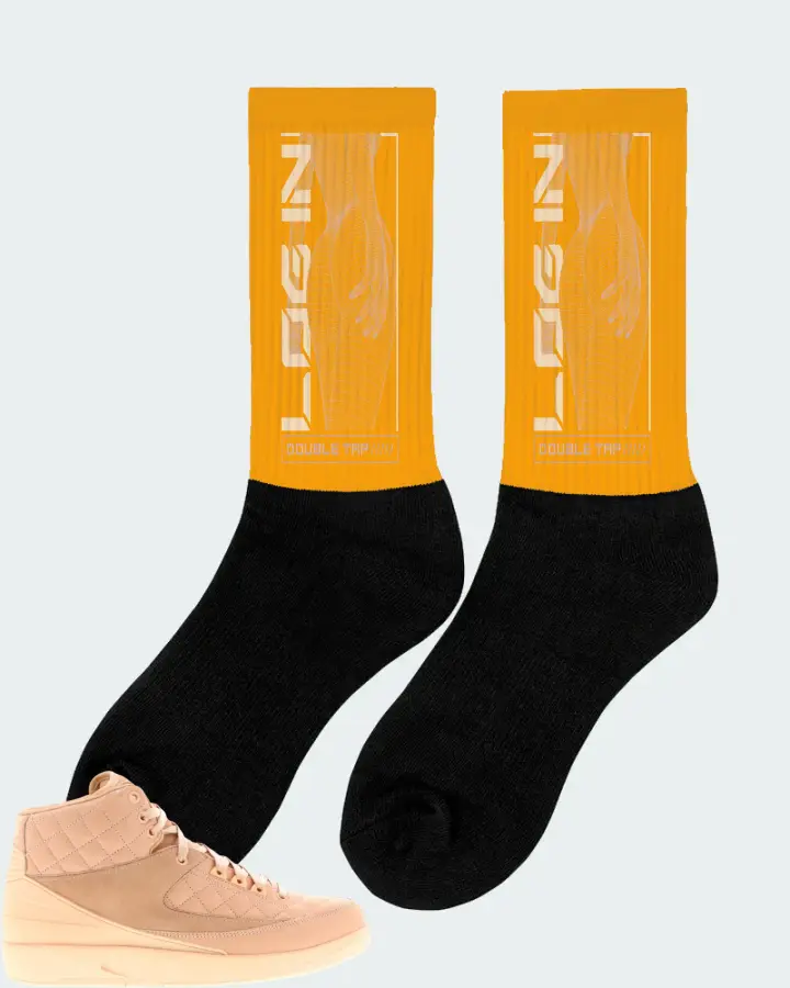 Jordan 2 Retro Sneaker Matching Gold Socks (LOGIN) - View 3