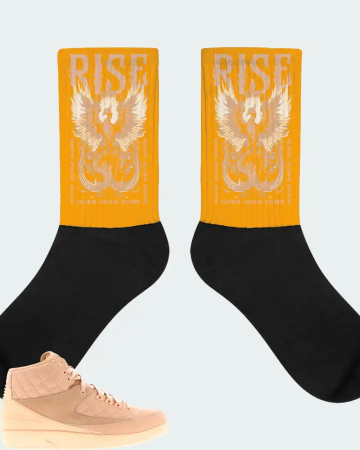 Jordan 2 Retro Sneaker Matching Gold Socks - RISE