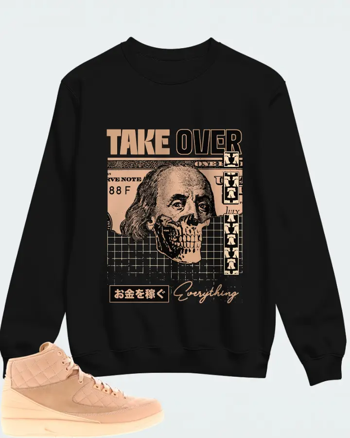 Jordan 2 Retro Sneaker Matching Black Sweatshirt - Take Over