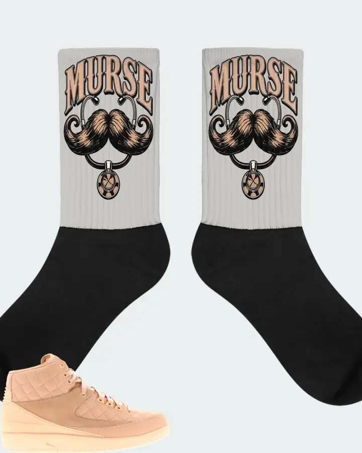 Jordan 2 Retro Sneaker Matching Grey Socks - Murse Mustache