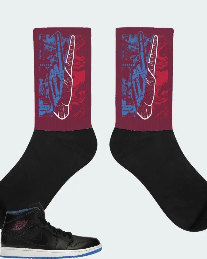Jordan 1 Retro Mid Sneaker Matching Maroon Socks - Peace of mind