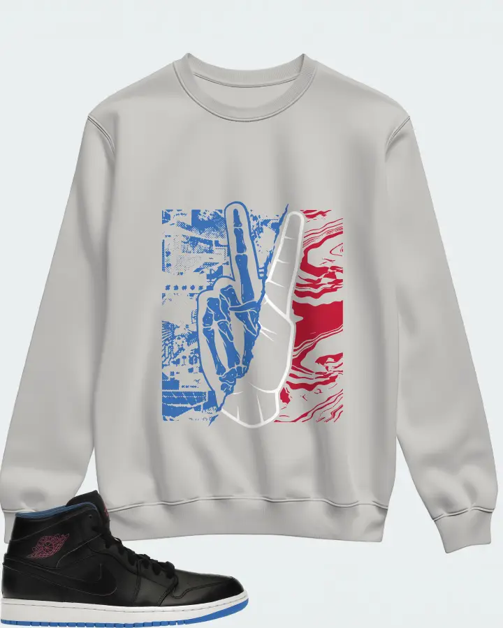 Jordan 1 Retro Mid Sneaker Matching Grey Sweatshirt - Peace of mind