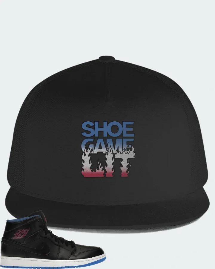 Jordan 1 Retro Mid Sneaker Matching Black Hat - Shoe Game Lit Refreshed