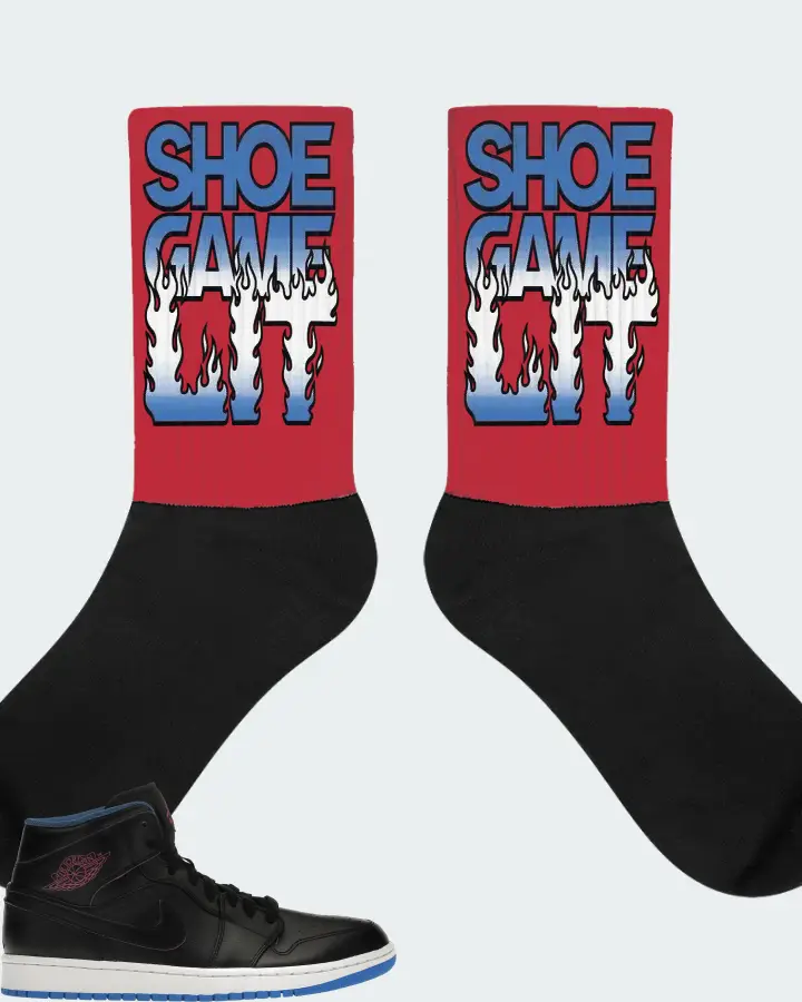 Jordan 1 Retro Mid Sneaker Matching Red Socks - Shoe Game Lit Refreshed