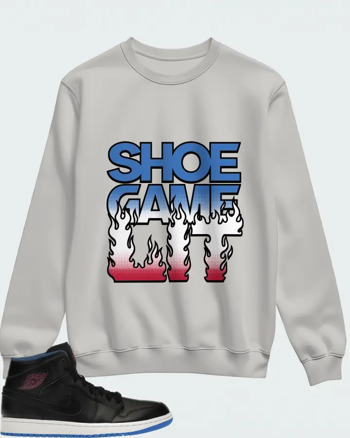 Jordan 1 Retro Mid Sneaker Matching Grey Sweatshirt - Shoe Game Lit Refreshed