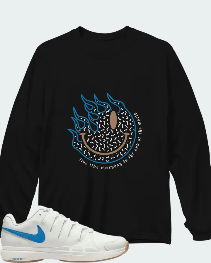 Nike Zoom Vapor 9.5 Tour LTR Sail University Blue Matching Long Sleeve T-Shirt