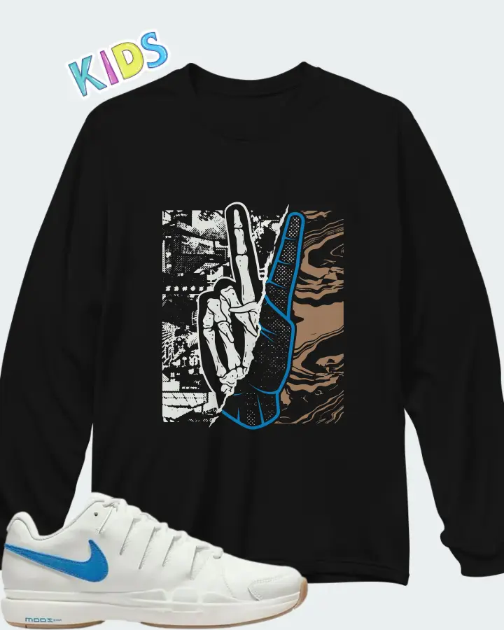 Nike Zoom Vapor 9.5 Tour LTR Sail University Blue Matching Kid's Long Sleeve T-Shirt