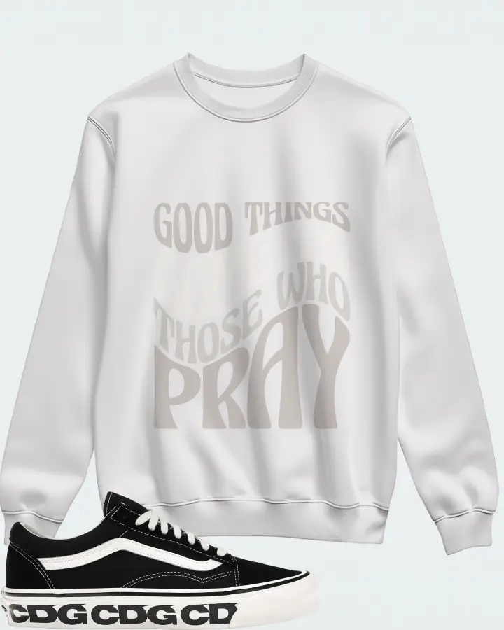 Vans Old Skool LX Sneaker Matching White Sweatshirt - Good Things Come To Those Who Pray