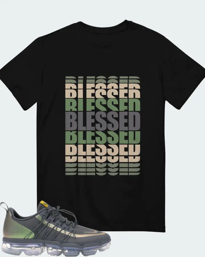 Nike Air VaporMax Run Utility Liquid Metal Sneaker Matching Black T-Shirt - BLESSED Many Times