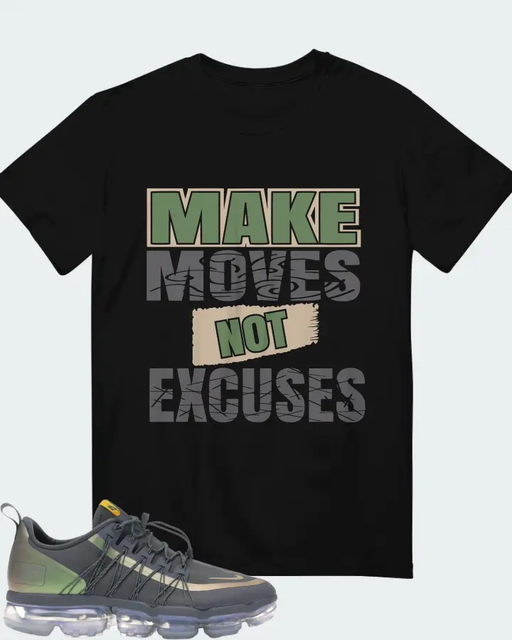 Nike Air VaporMax Run Utility Liquid Metal Sneaker Matching Black T-Shirt - Make Moves Not Excuses