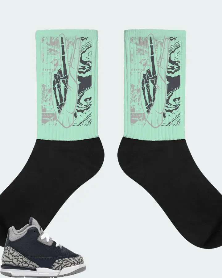Jordan 3 Retro Sneaker Matching Mint Socks - Peace of mind