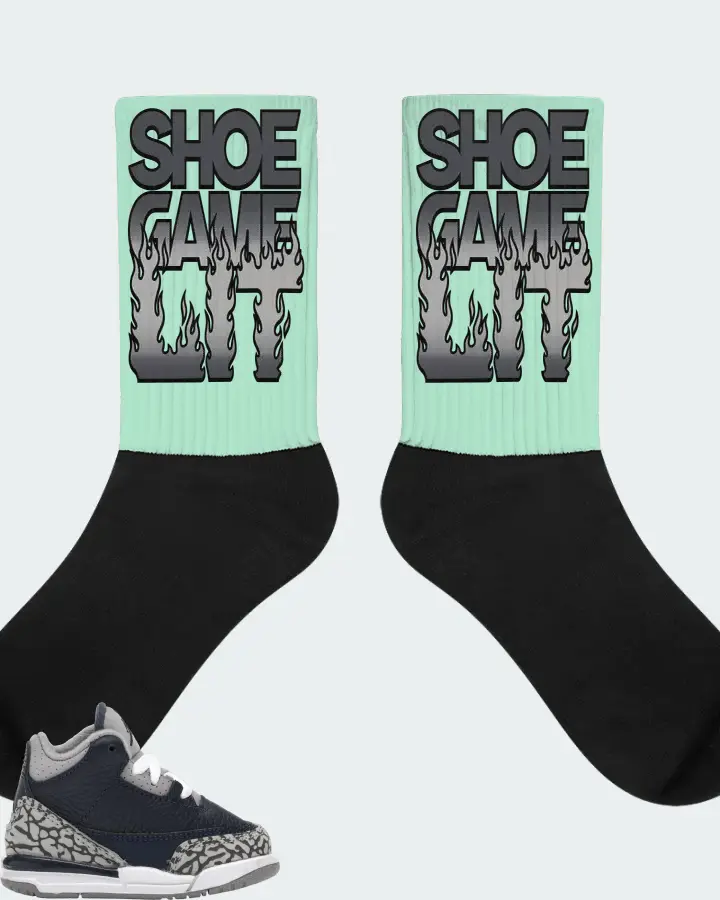 Jordan 3 Retro Sneaker Matching Mint Socks - Shoe Game Lit Refreshed