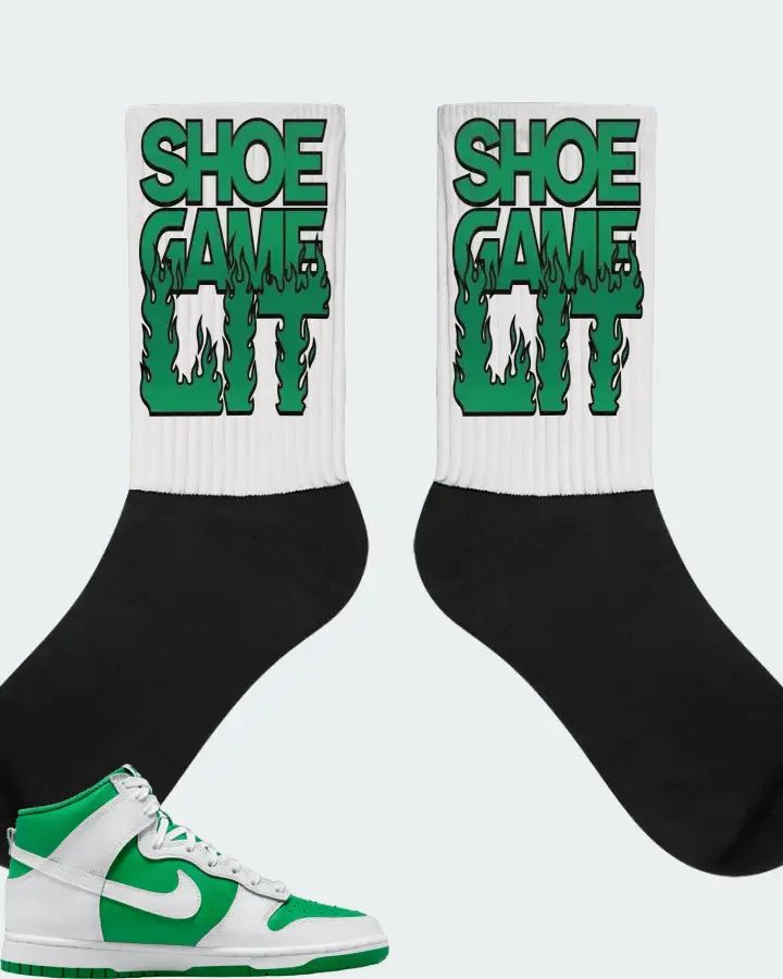Nike Dunk High Stadium Green Sneaker Matching White Socks - Shoe Game Lit Refreshed