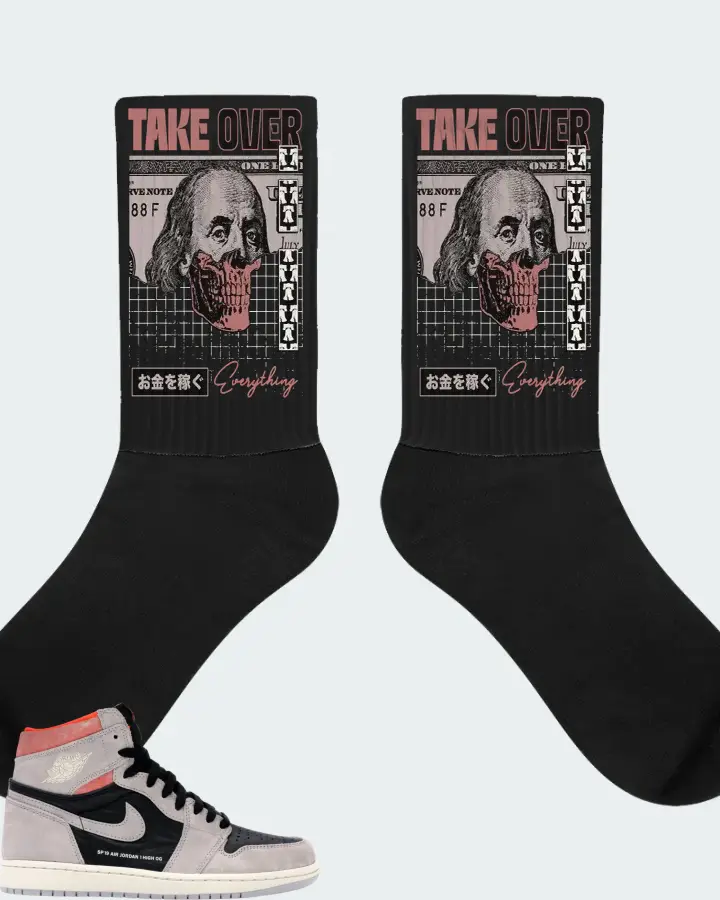 Jordan 1 Retro High Sneaker Matching Black Socks - Take Over