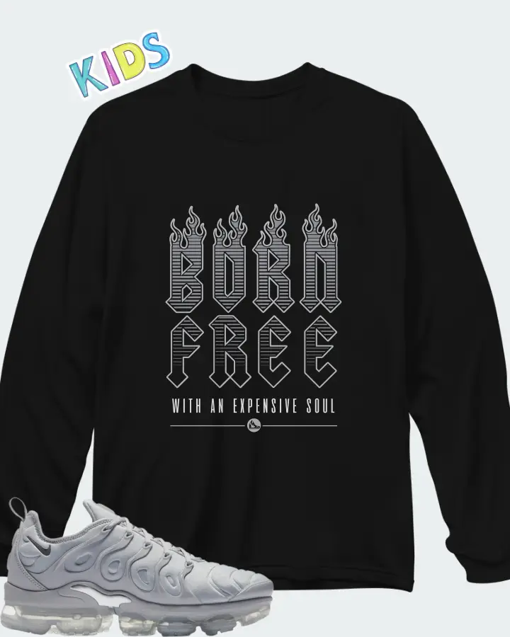 Nike Air VaporMax Plus Cool Grey Matching Kid's Long Sleeve T-Shirt