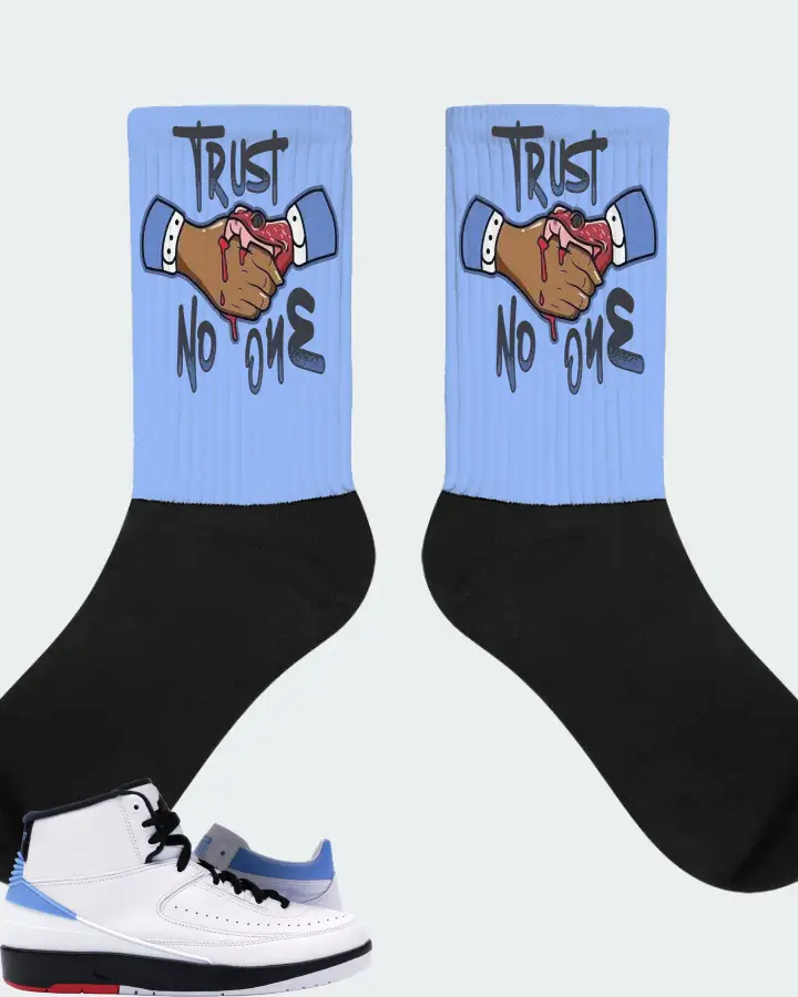 Jordan 2 Retro & Converse Fastbreak Mid Sneaker Matching Carolina Blue Socks - Trust No One