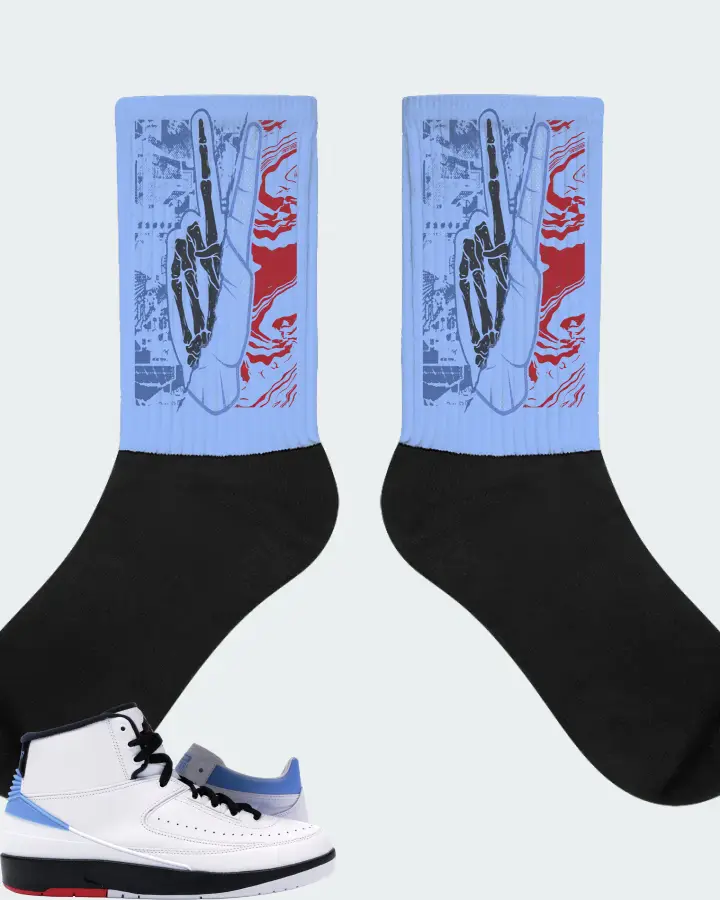 Jordan 2 Retro & Converse Fastbreak Mid Sneaker Matching Carolina Blue Socks - Peace of mind