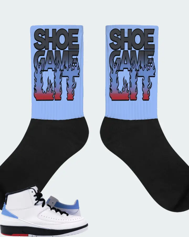 Jordan 2 Retro & Converse Fastbreak Mid Sneaker Matching Carolina Blue Socks - Shoe Game Lit Refreshed