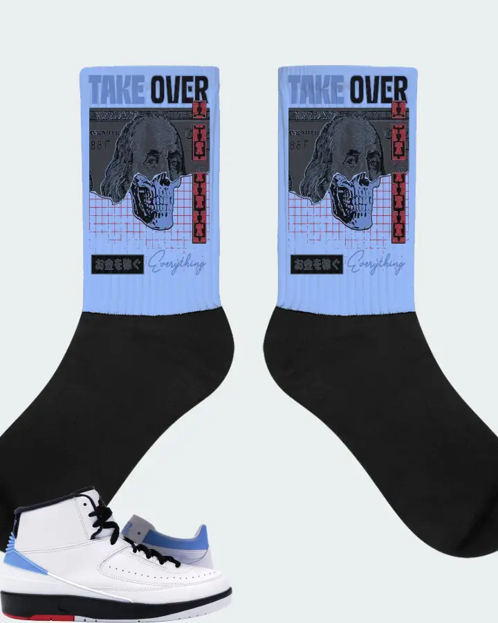 Jordan 2 Retro & Converse Fastbreak Mid Sneaker Matching Carolina Blue Socks - Take Over