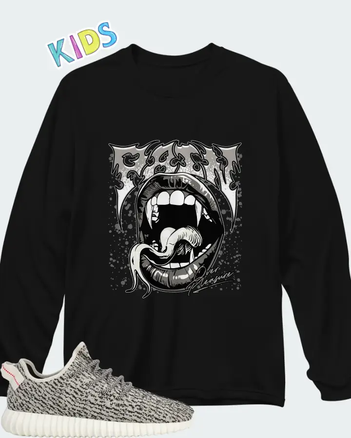 adidas Yeezy Boost 350 Turtledove Grey White(2024) Matching Kid's Long Sleeve T-Shirt