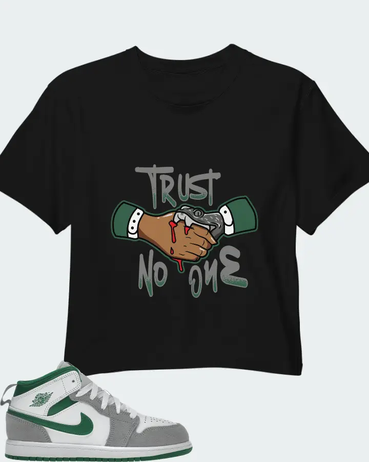 Jordan 1 Mid SE Sneaker Matching Black Crop Top - Trust No One