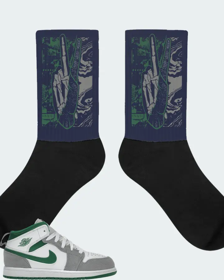 Jordan 1 Mid SE Sneaker Matching Navy Socks - Peace of mind
