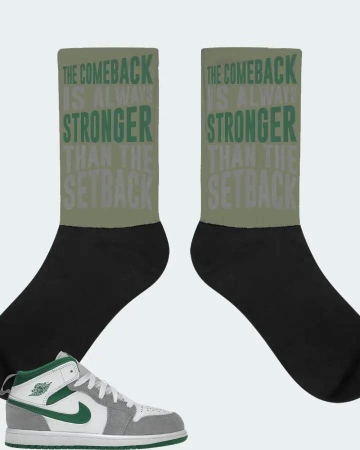 Jordan 1 Mid SE Sneaker Matching Olive Socks - The Comeback