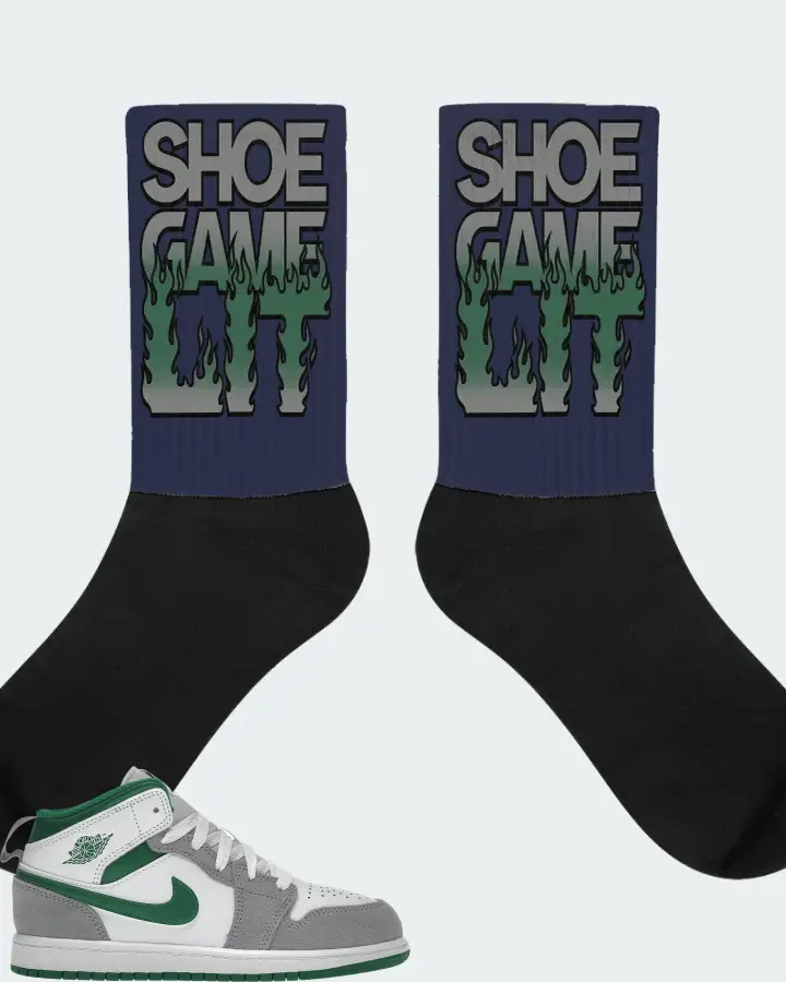 Jordan 1 Mid SE Sneaker Matching Navy Socks - Shoe Game Lit Refreshed