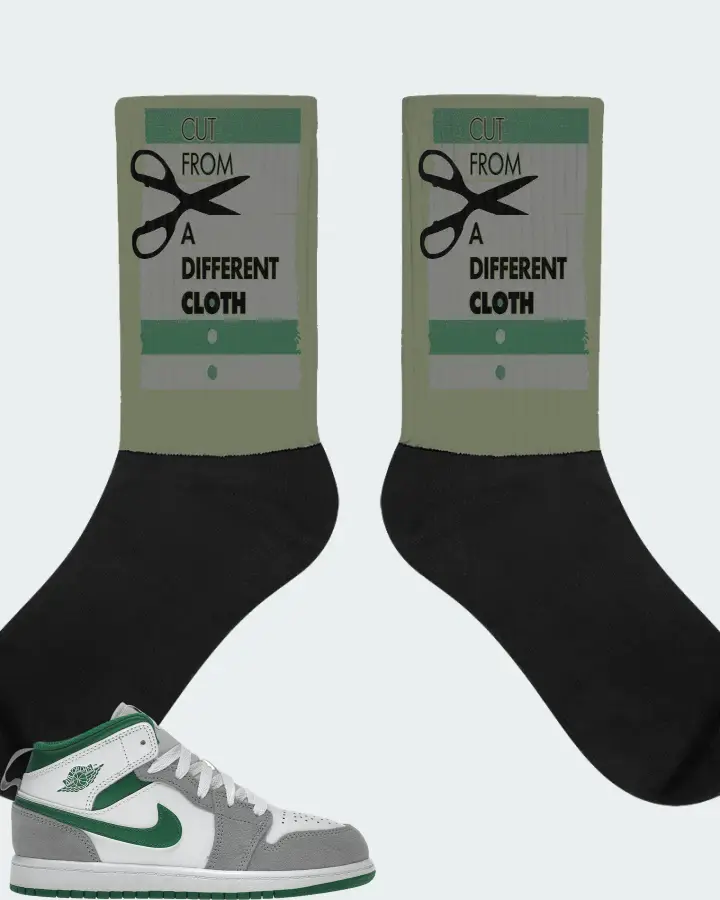 Jordan 1 Mid SE Sneaker Matching Olive Socks - Cut From a Different Cloth