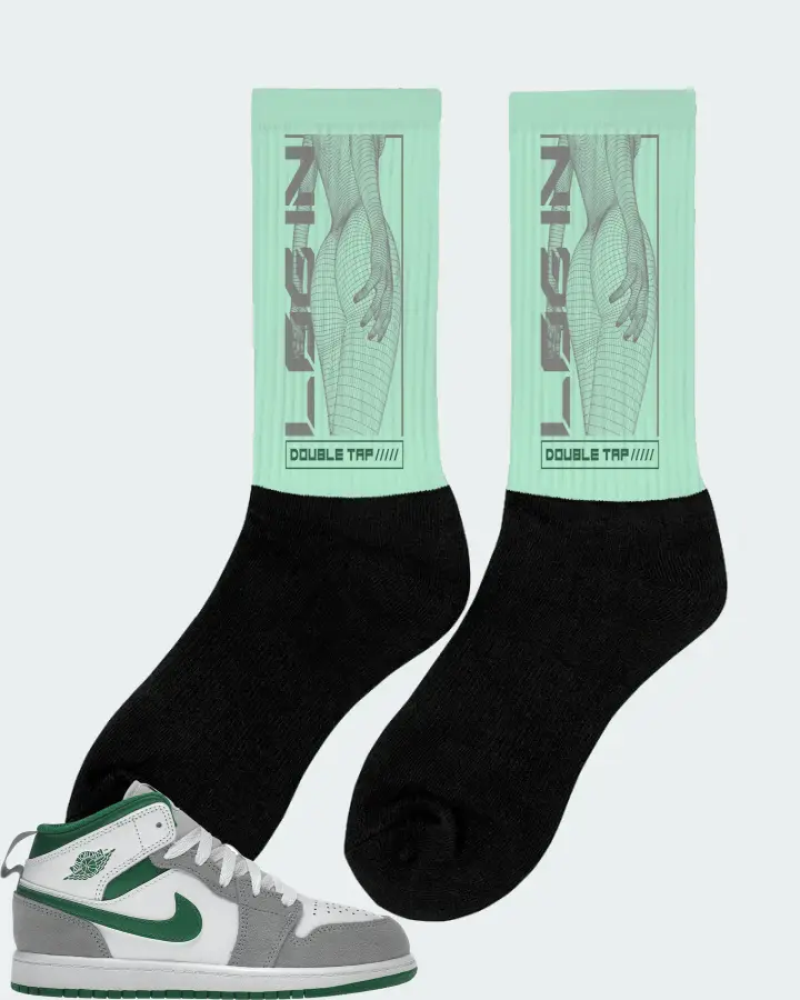 Jordan 1 Mid SE Sneaker Matching Mint Socks (LOGIN) - View 3